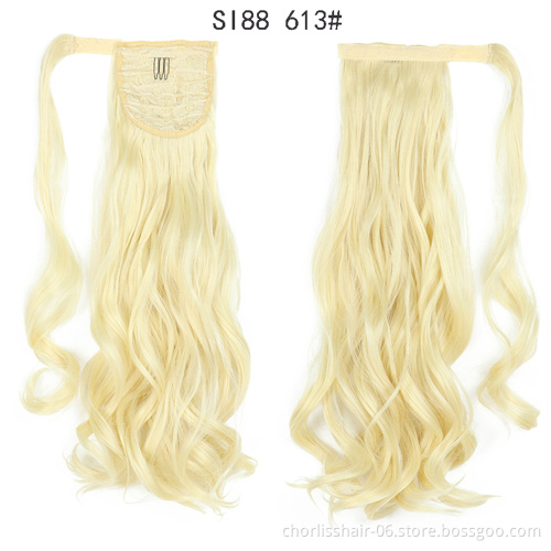 Wholesale Hot Sale Chorliss Natural Indian Virgin Cheveux Afro Curly Hair Ponytail For Black Women Synthetic Ponytail Extensions